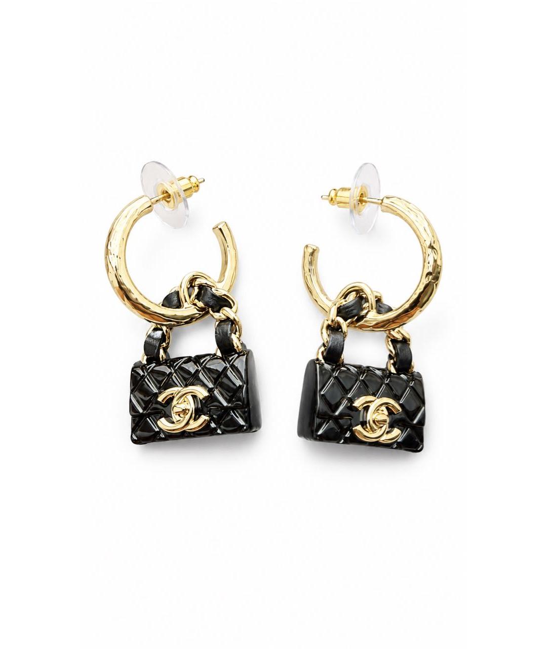 CHANEL Черные металлические серьги, фото 4