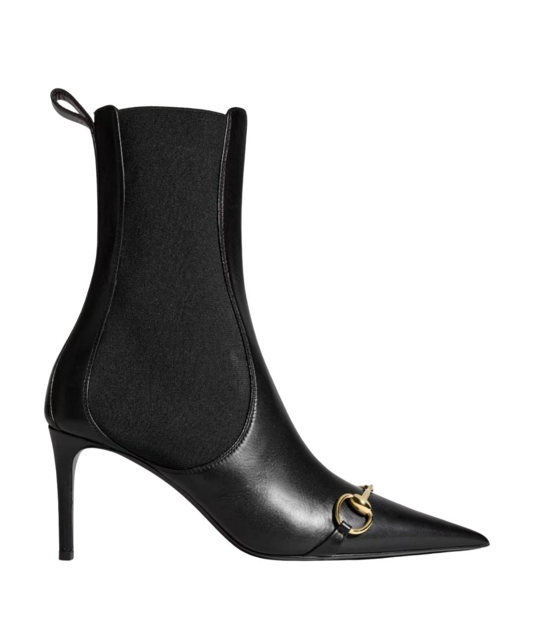 GUCCI Черные кожаные ботильоны, фото 1
