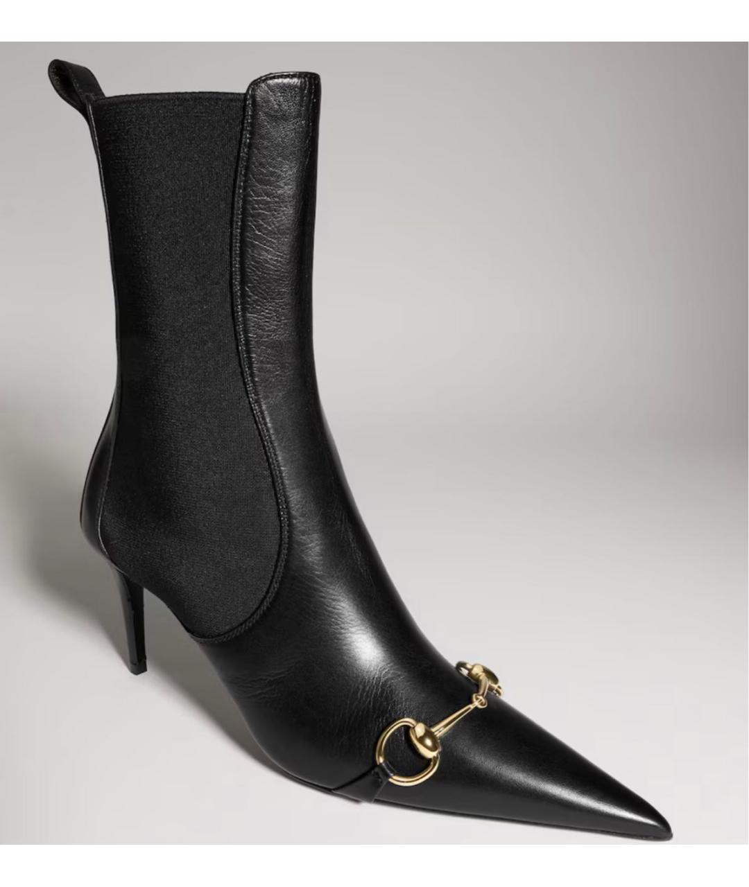 GUCCI Черные кожаные ботильоны, фото 2