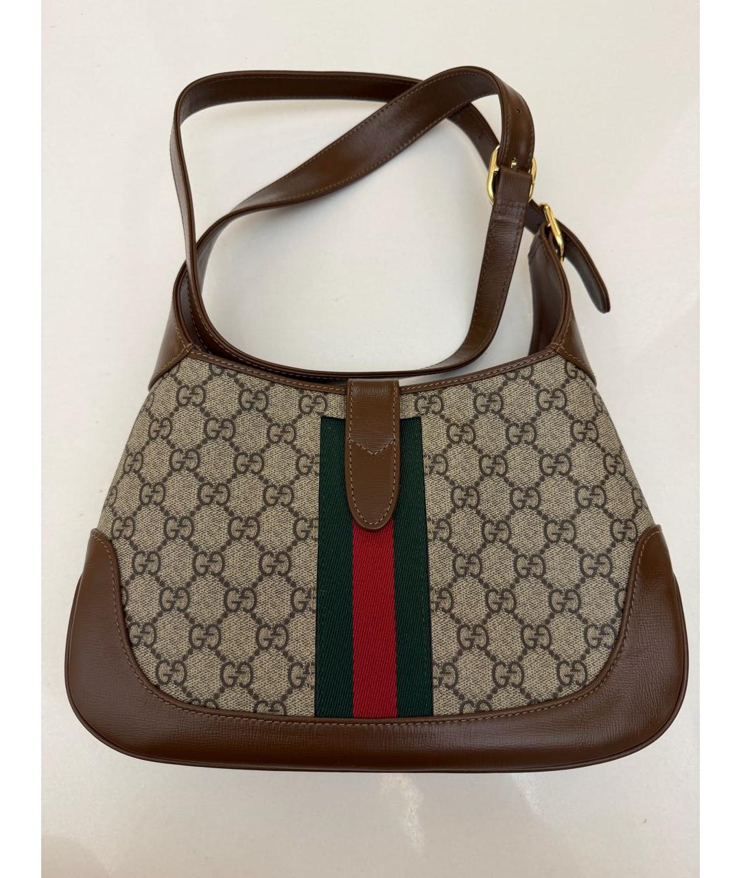 GUCCI Коричневая кожаная сумка через плечо, фото 3