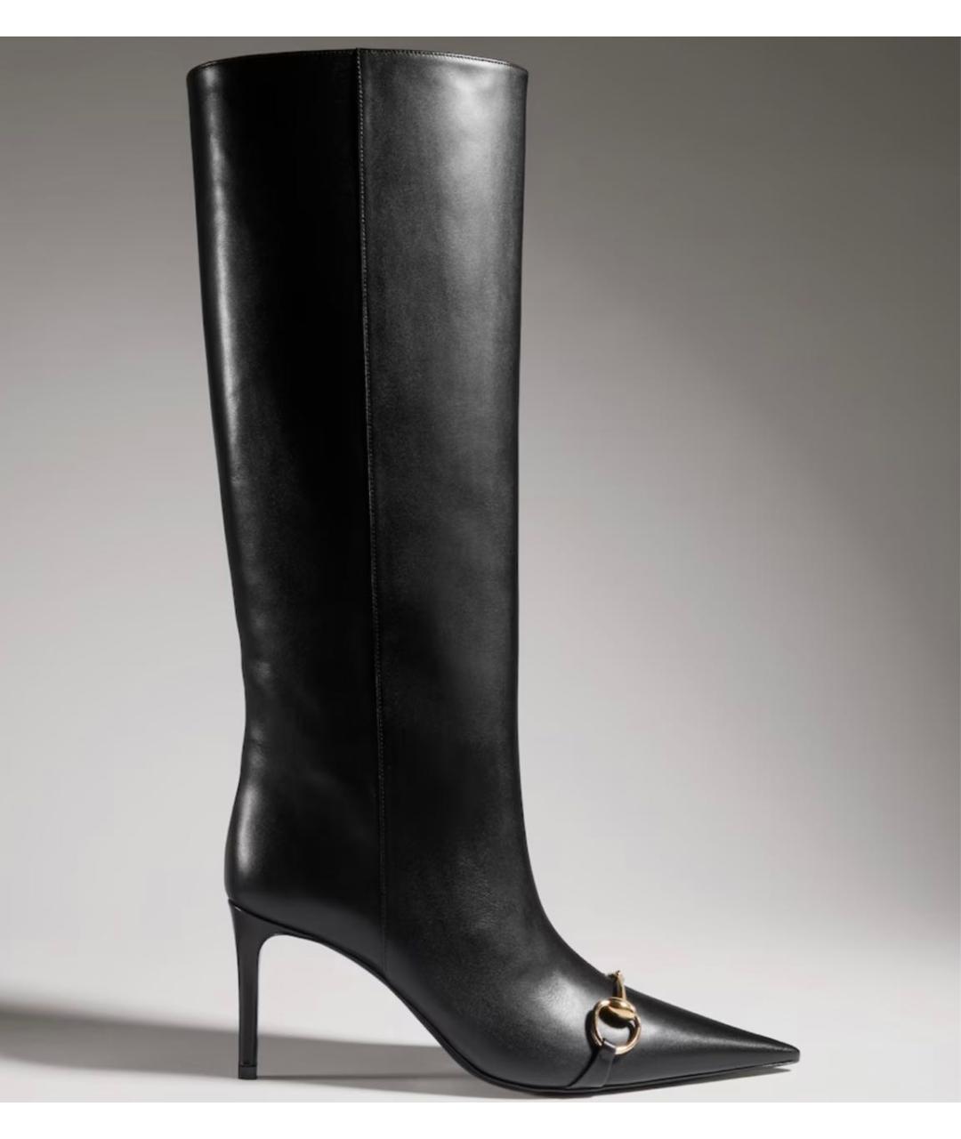 GUCCI Черные кожаные сапоги, фото 6