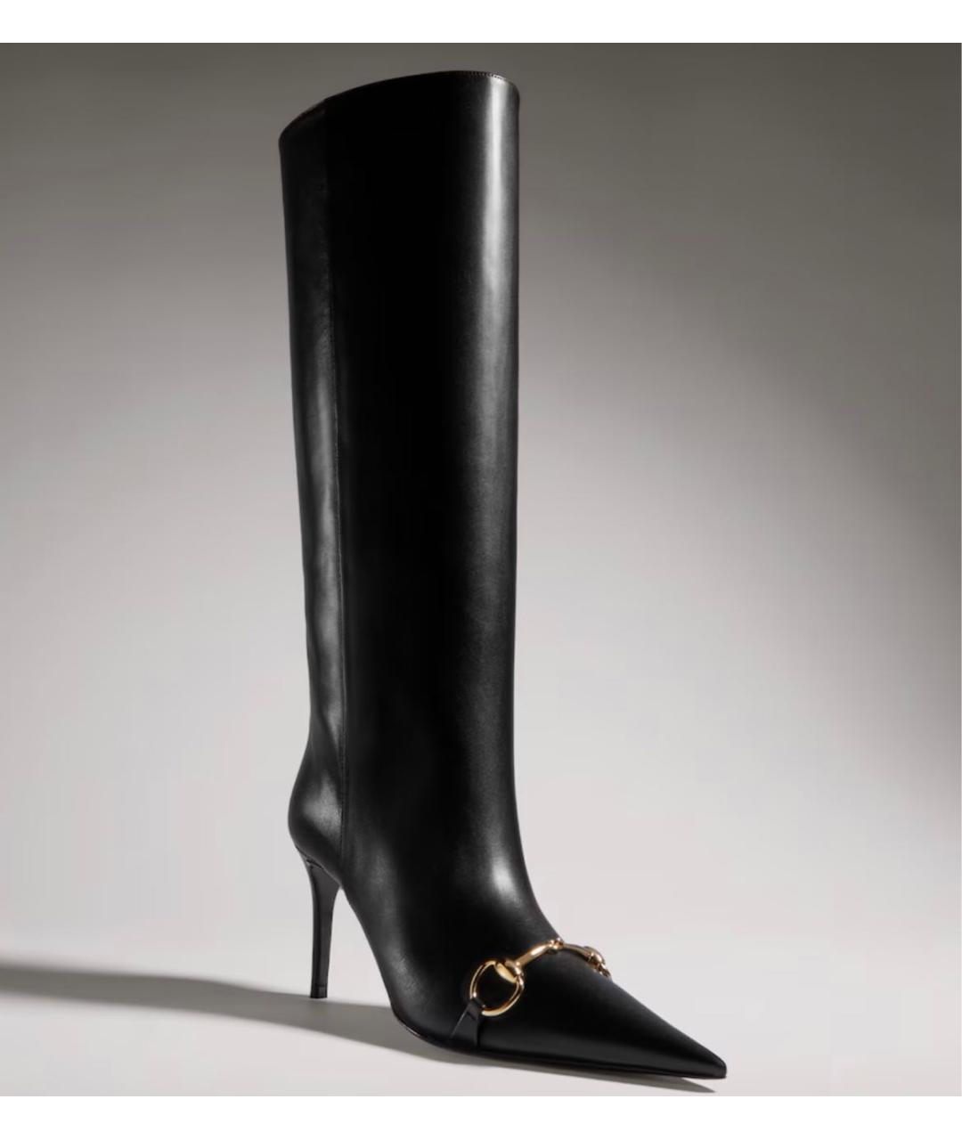 GUCCI Черные кожаные сапоги, фото 2