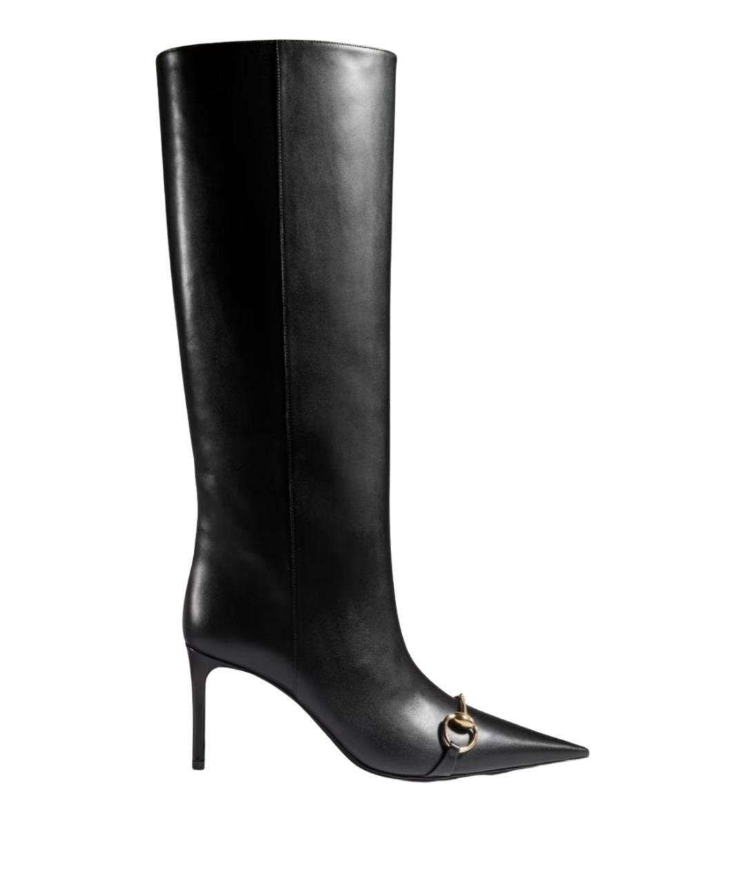 GUCCI Черные кожаные сапоги, фото 1