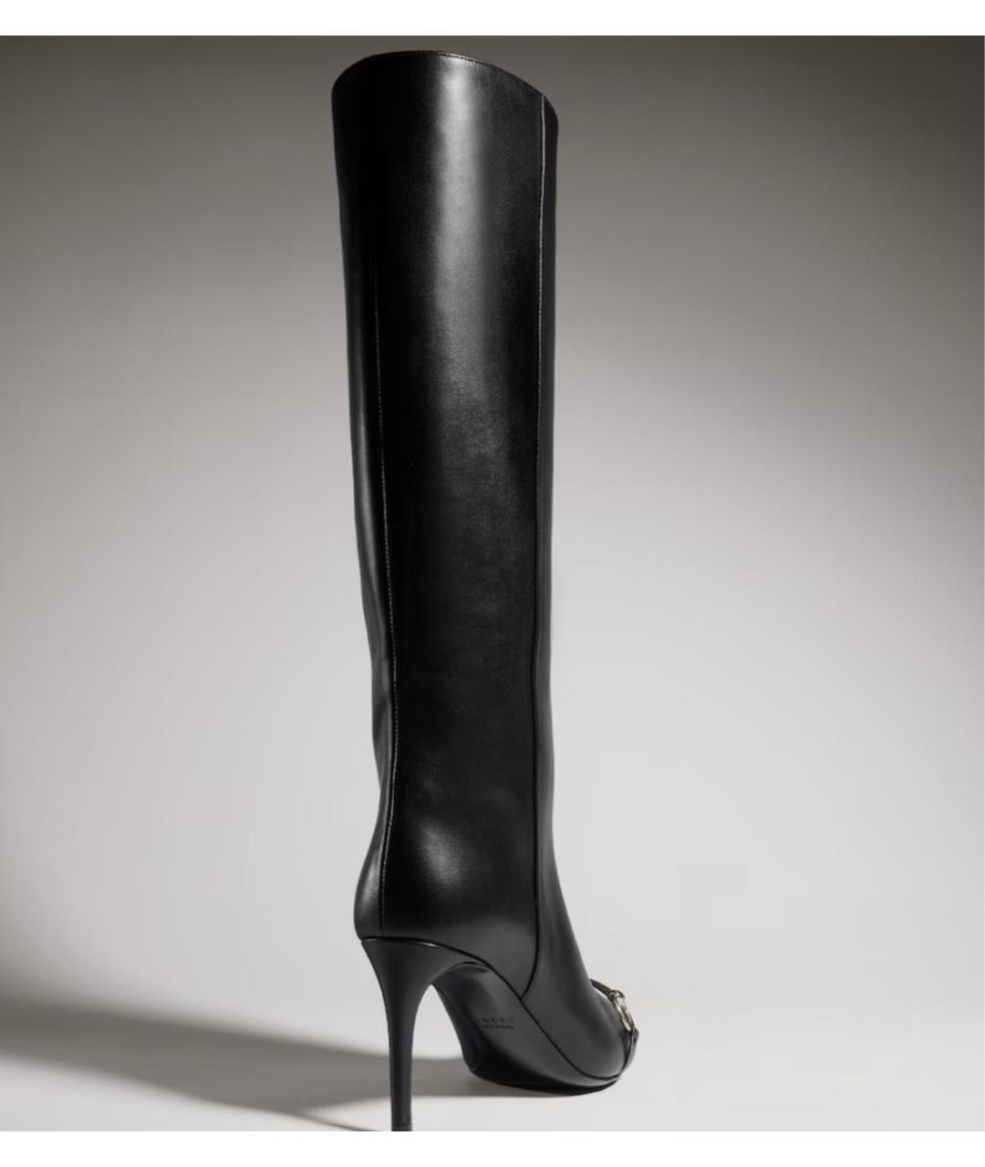 GUCCI Черные кожаные сапоги, фото 3