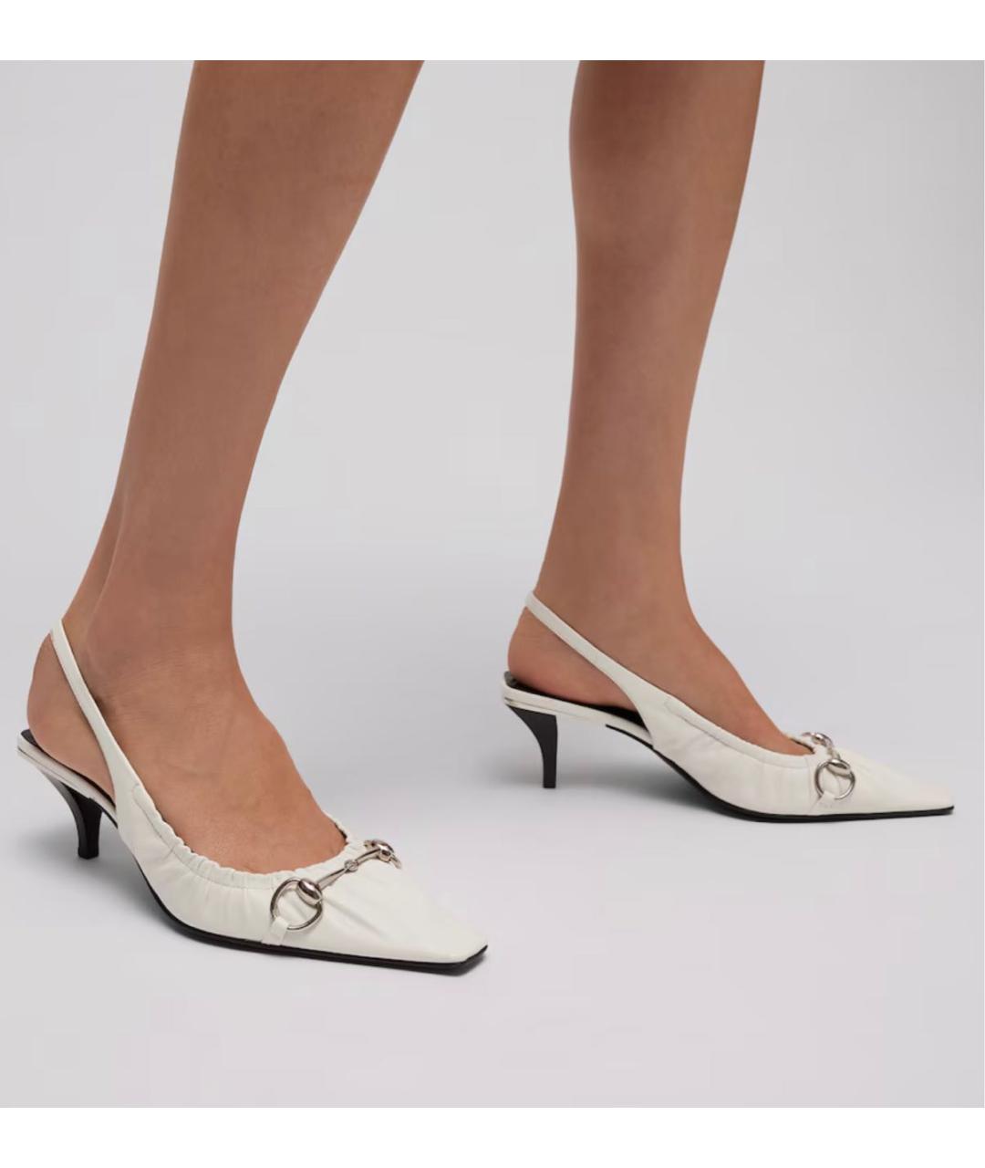 GUCCI Белые кожаные туфли, фото 4