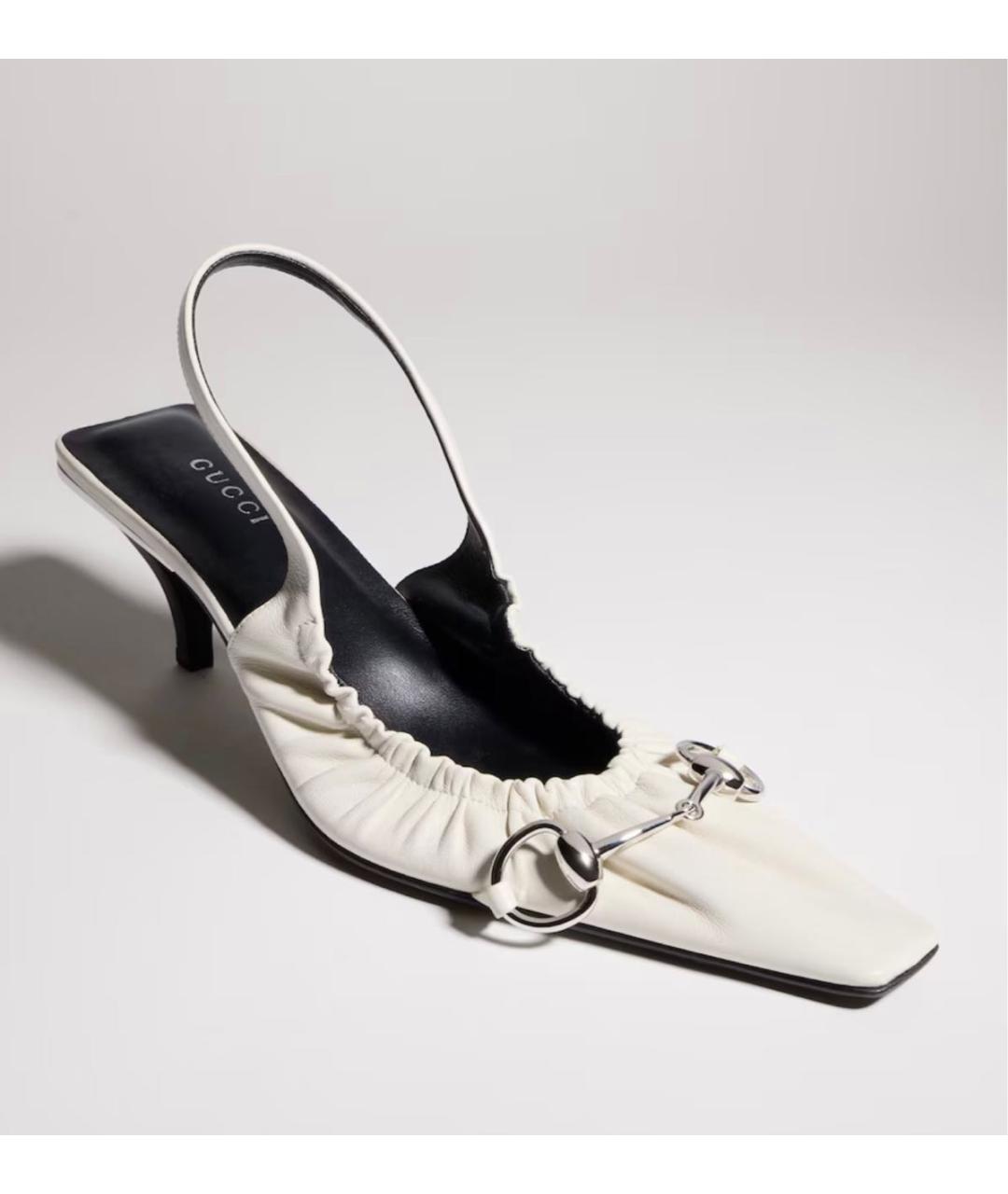 GUCCI Белые кожаные туфли, фото 3