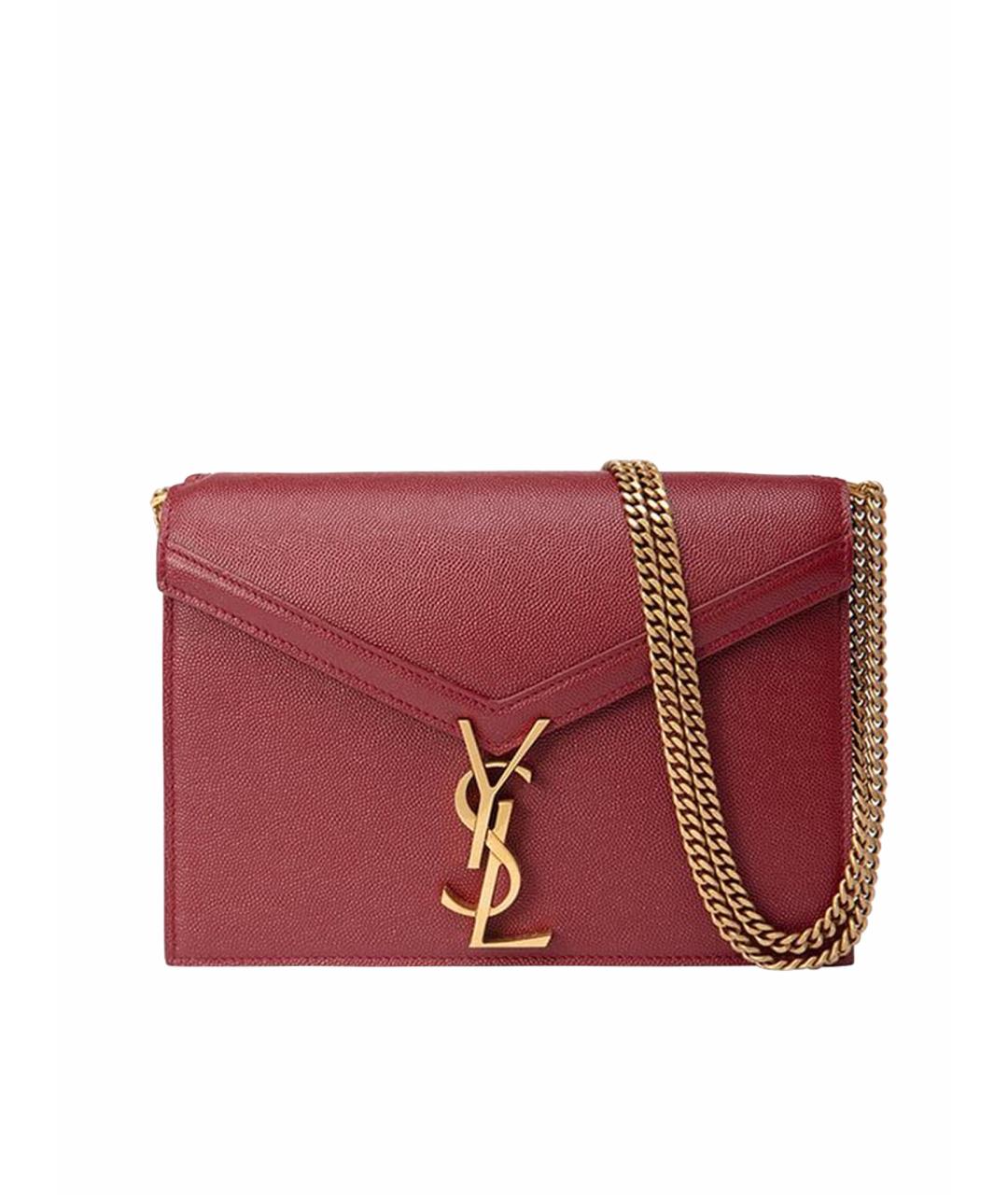 SAINT LAURENT Бордовая кожаная сумка через плечо, фото 1