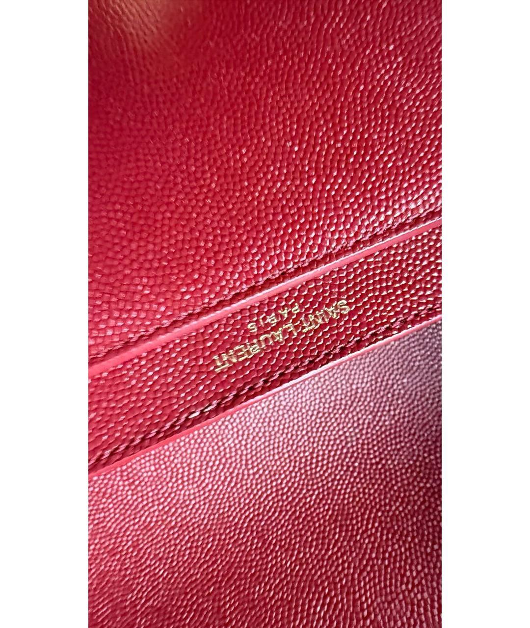 SAINT LAURENT Бордовая кожаная сумка через плечо, фото 3