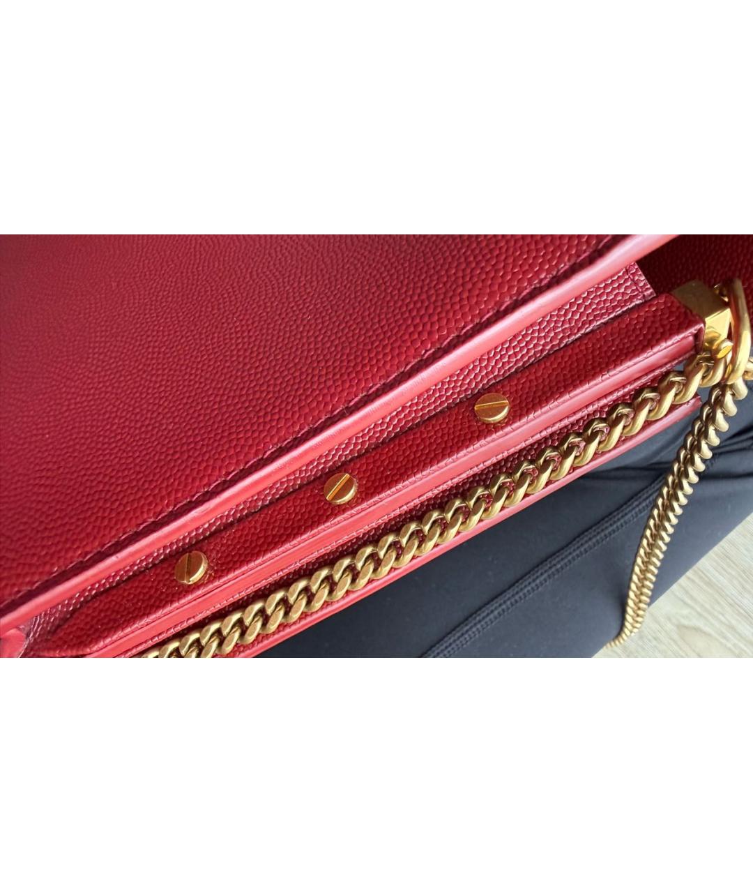 SAINT LAURENT Бордовая кожаная сумка через плечо, фото 5