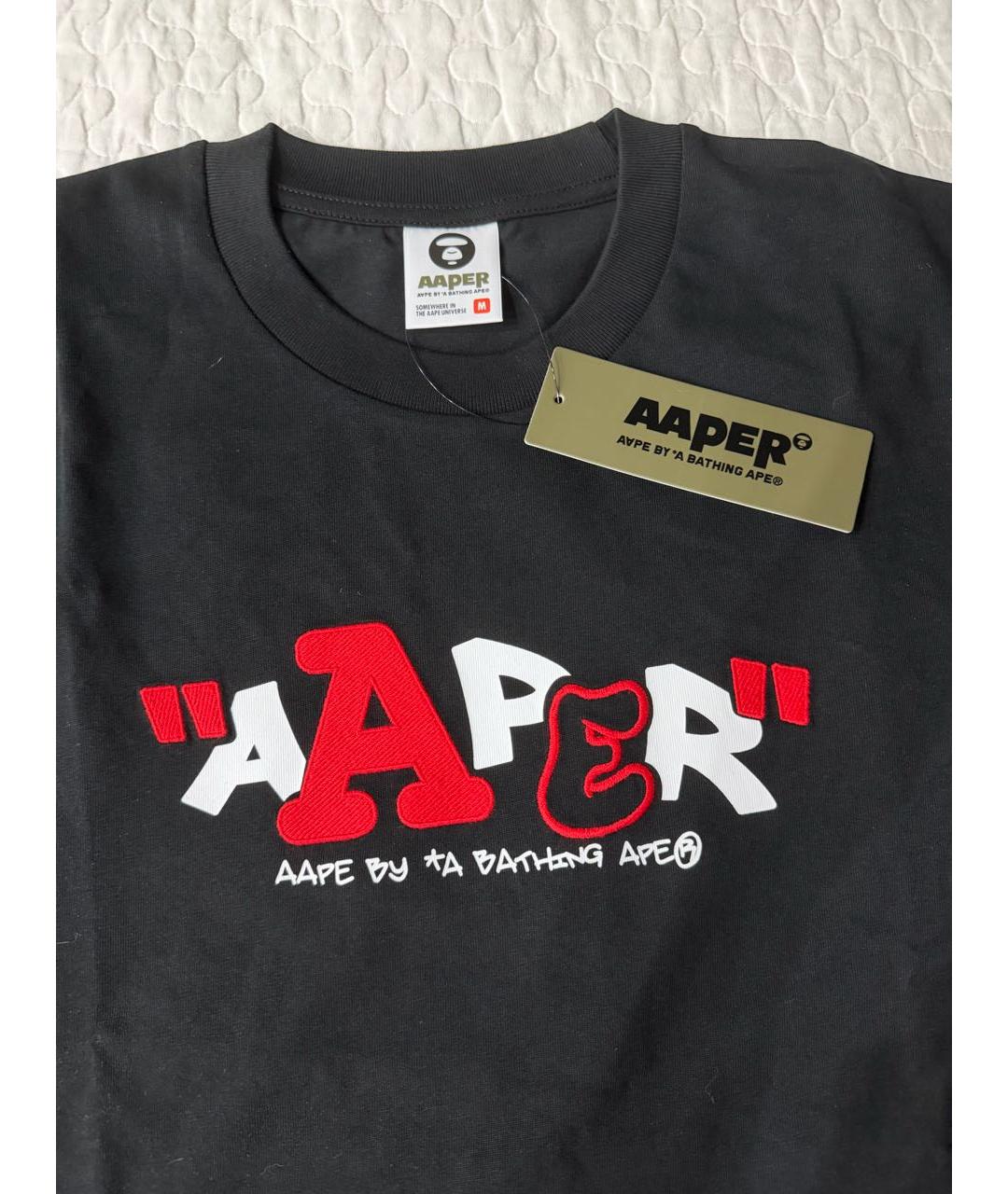 A BATHING APE Черная хлопковая футболка, фото 6