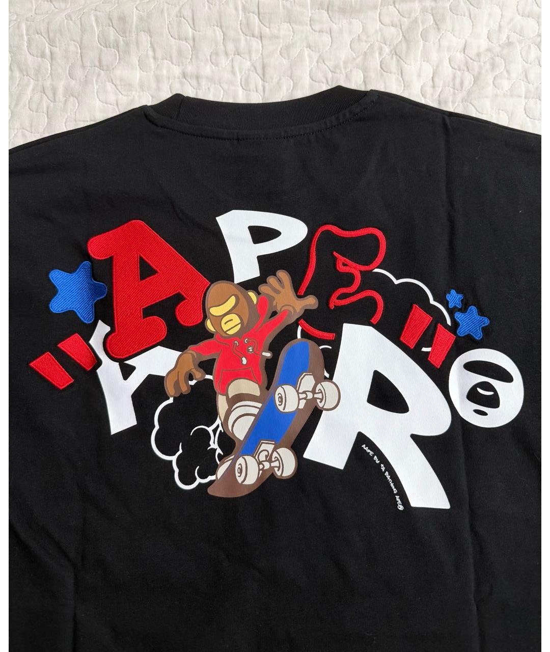 A BATHING APE Черная хлопковая футболка, фото 4