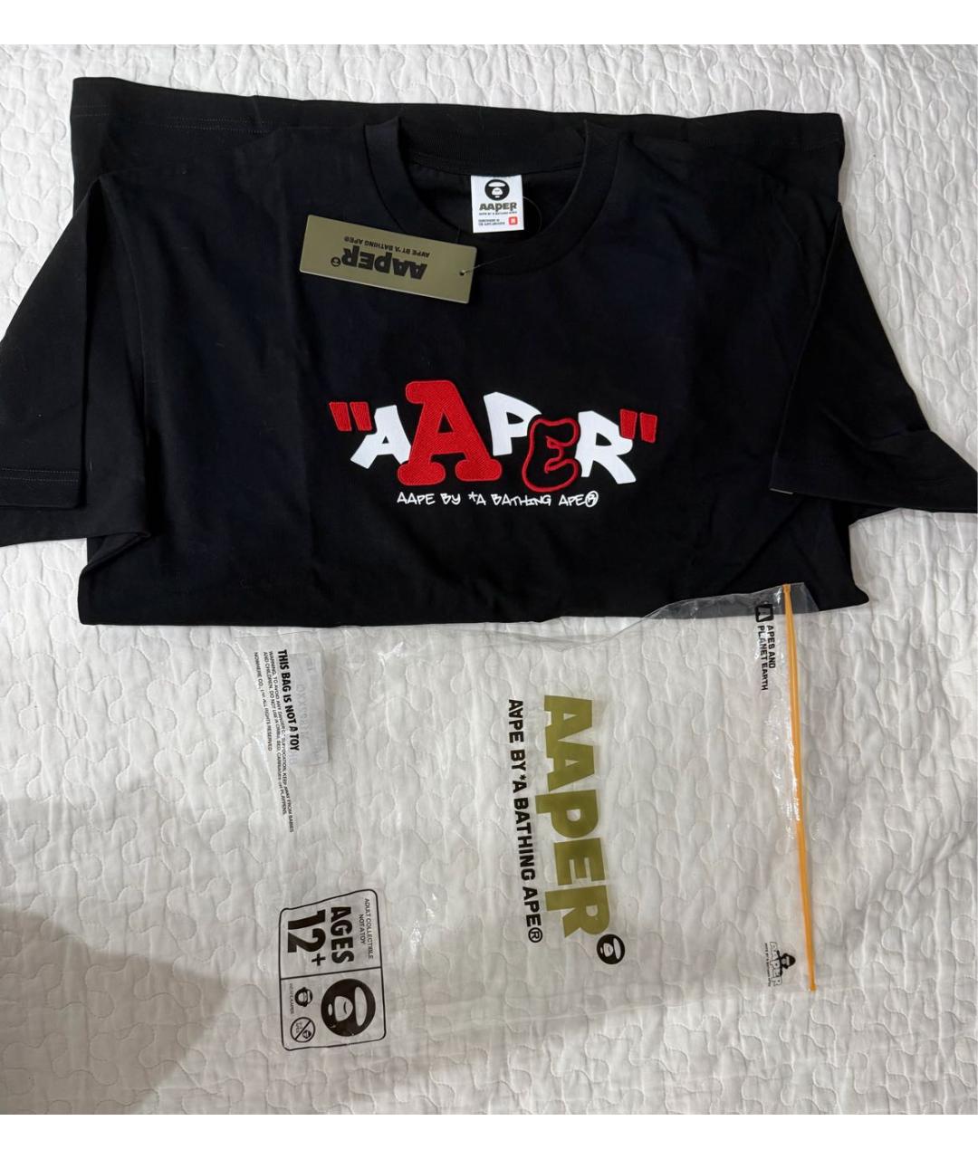 A BATHING APE Черная хлопковая футболка, фото 3