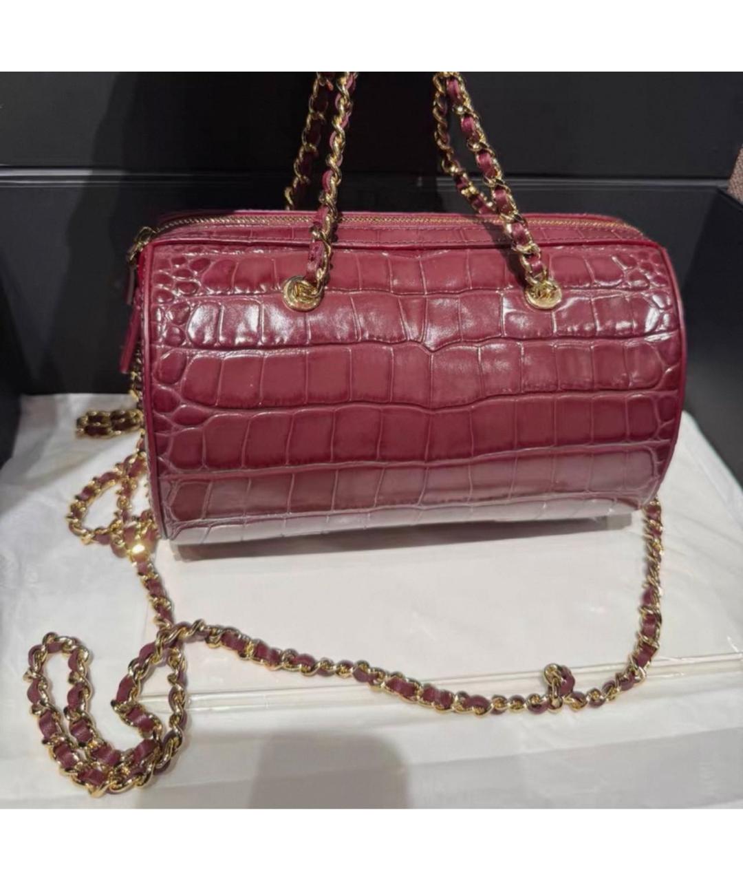 CHANEL Бордовая кожаная сумка с короткими ручками, фото 2
