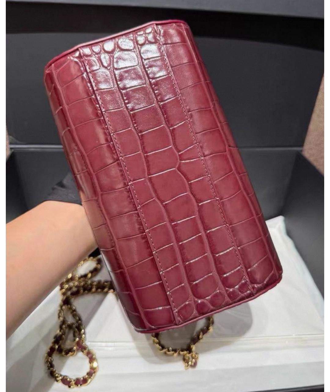 CHANEL Бордовая кожаная сумка с короткими ручками, фото 5