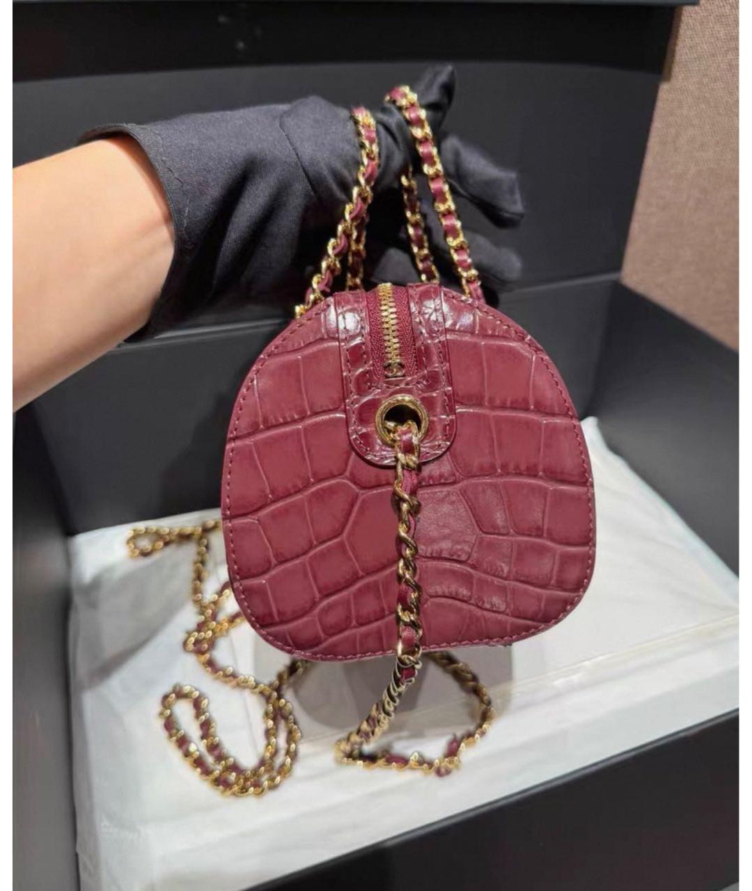 CHANEL Бордовая кожаная сумка с короткими ручками, фото 4