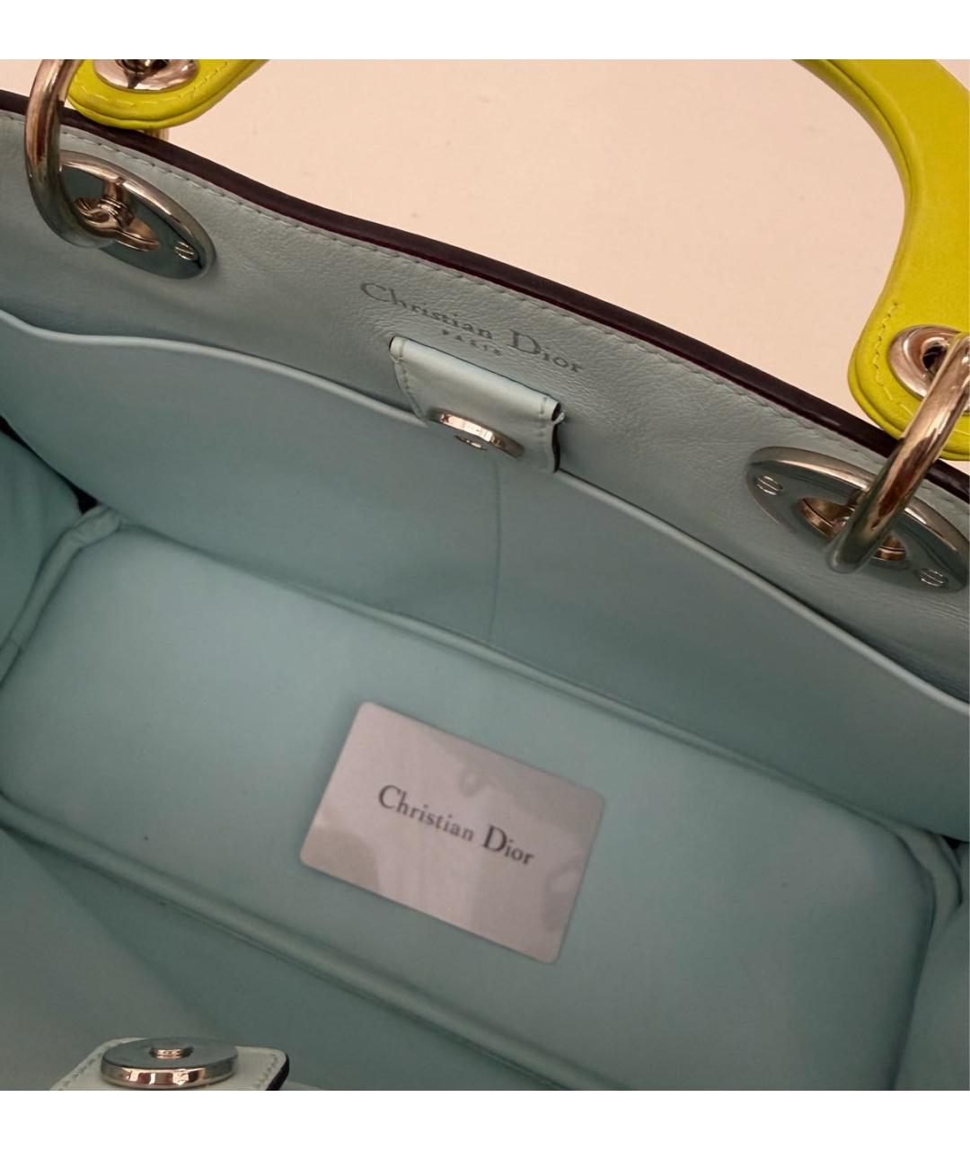 CHRISTIAN DIOR Желтая кожаная сумка с короткими ручками, фото 7