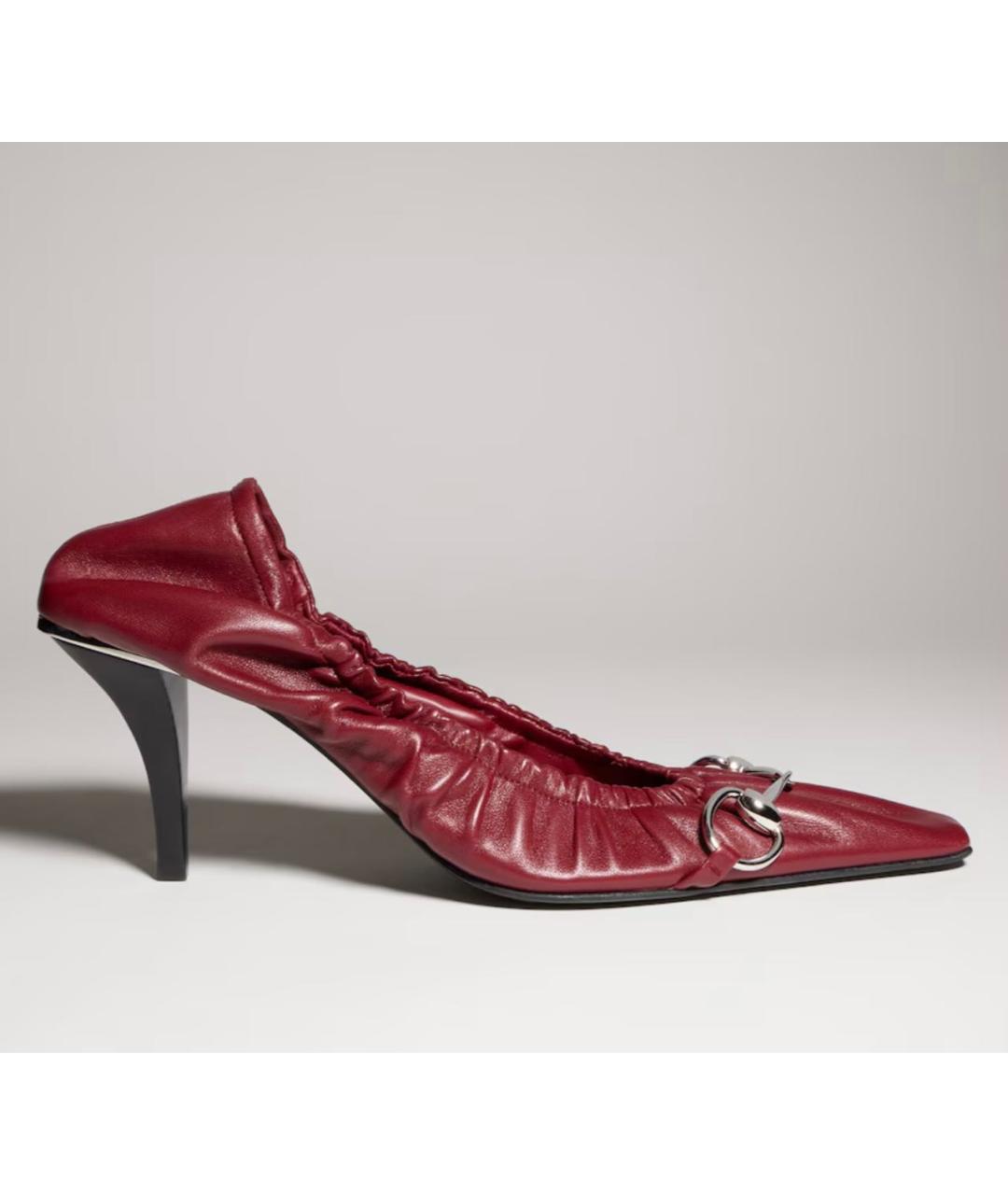 GUCCI Бордовые кожаные туфли, фото 6