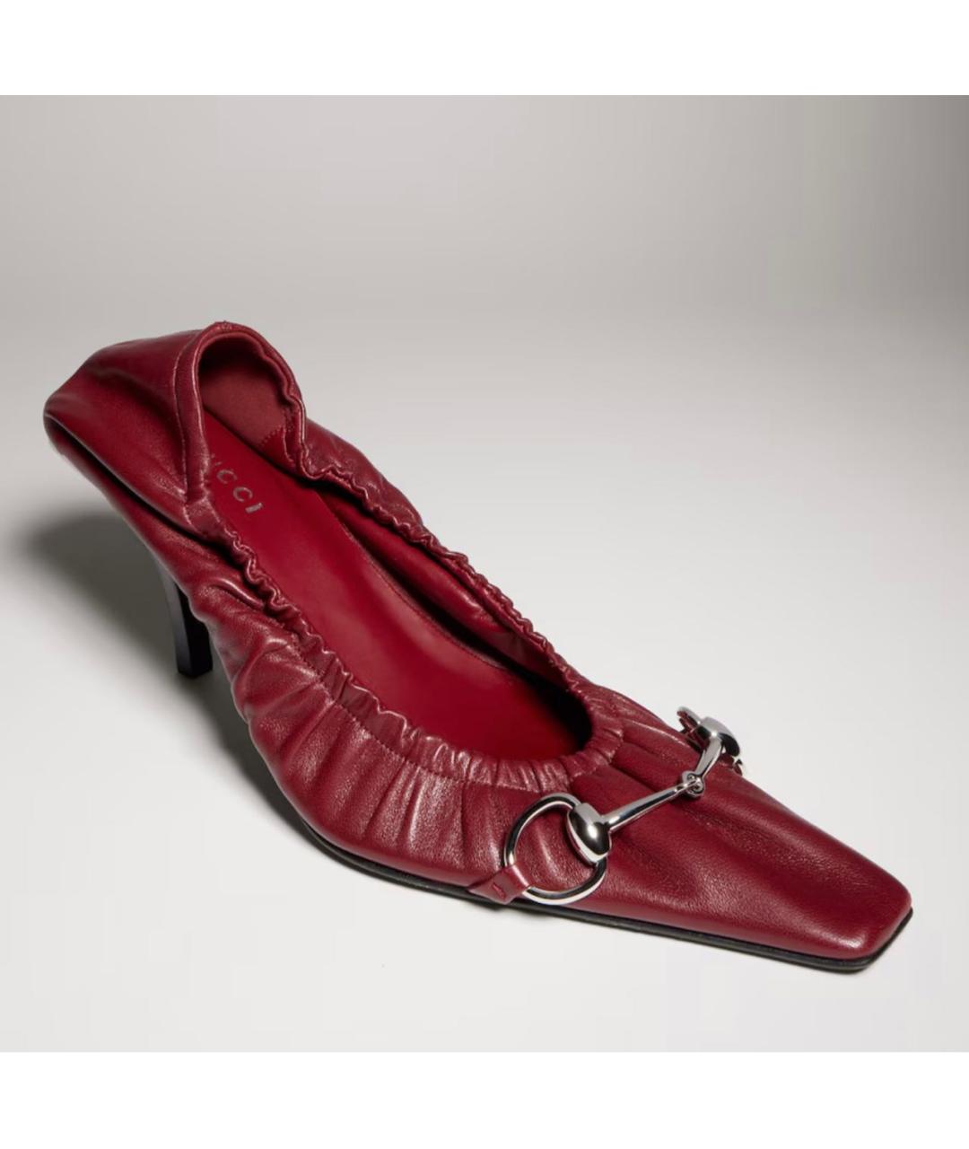 GUCCI Бордовые кожаные туфли, фото 4