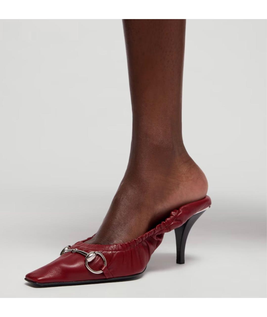 GUCCI Бордовые кожаные туфли, фото 3