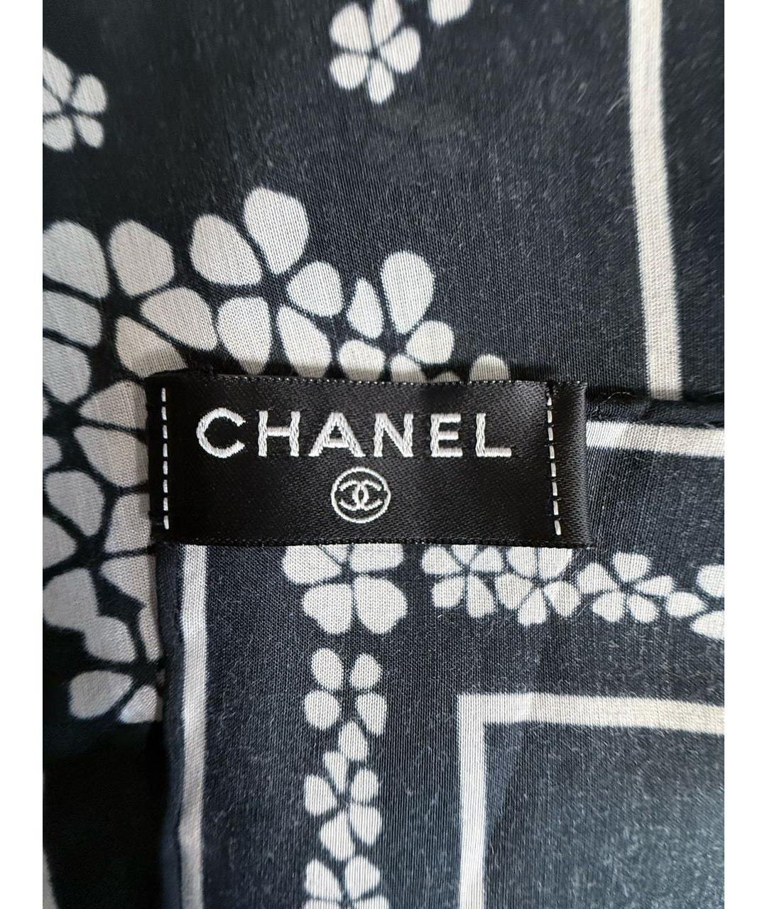 CHANEL Черный хлопковый платок, фото 5