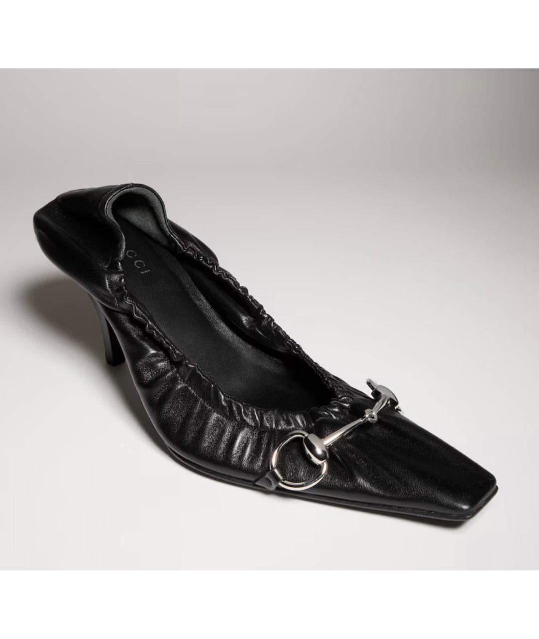 GUCCI Черные кожаные туфли, фото 5