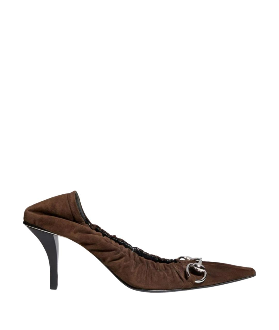 GUCCI Коричневые замшевые туфли, фото 1