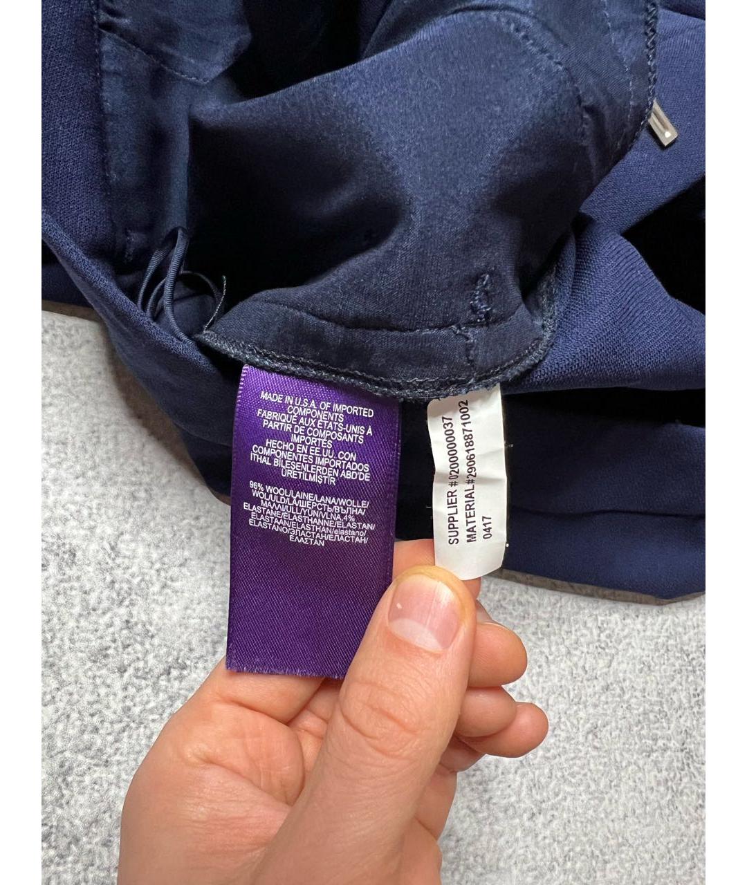 RALPH LAUREN PURPLE LABEL Темно-синие шерстяные брюки узкие, фото 8