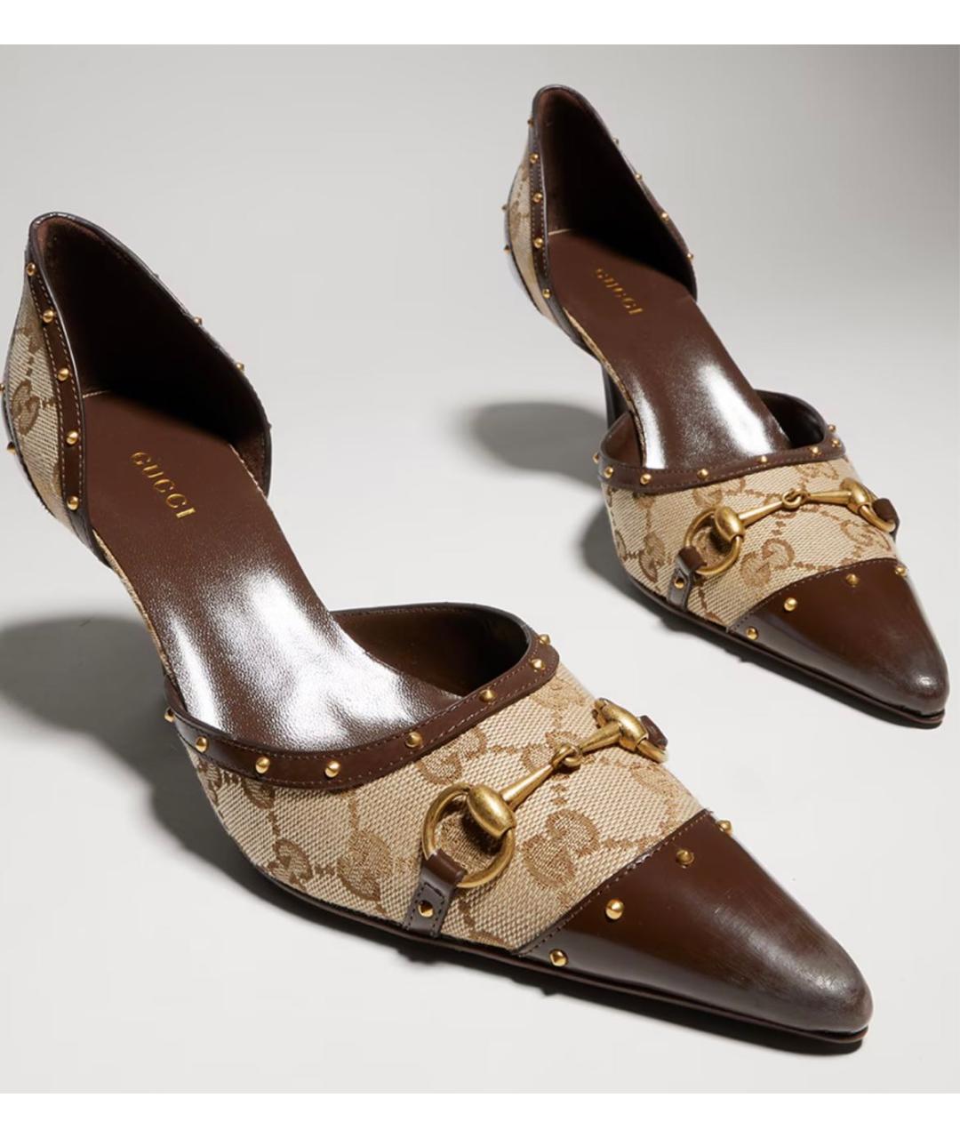 GUCCI Бежевые текстильные туфли, фото 2