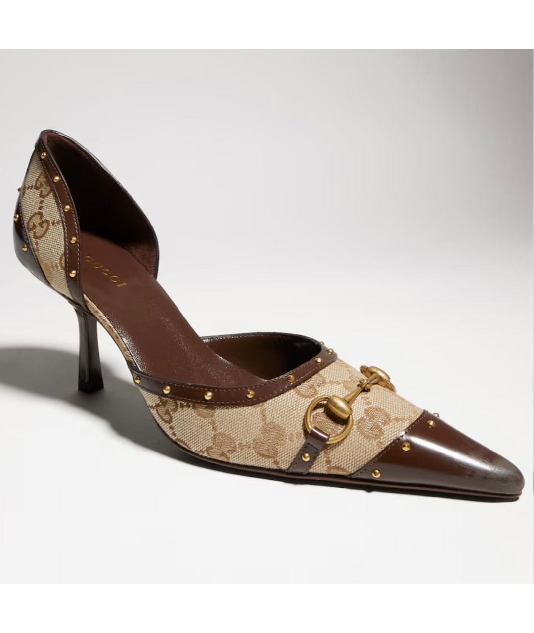 GUCCI Бежевые текстильные туфли, фото 4