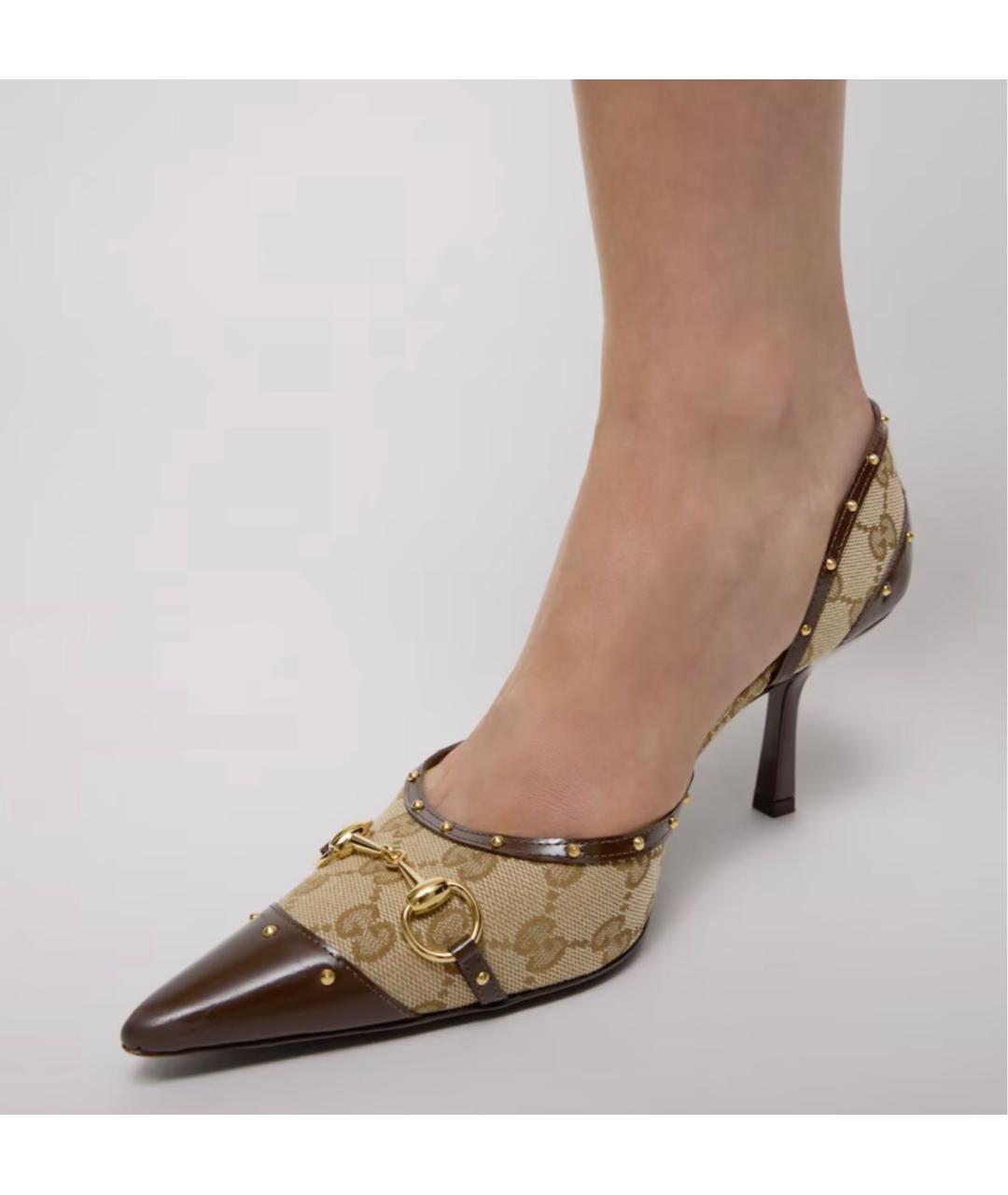 GUCCI Бежевые текстильные туфли, фото 3