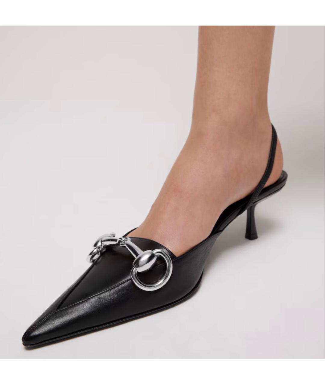 GUCCI Черные кожаные туфли, фото 2