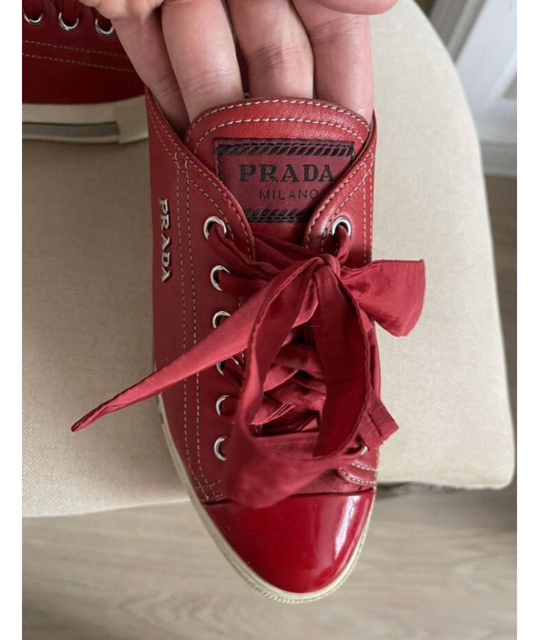 PRADA Красные кожаные ботинки, фото 4
