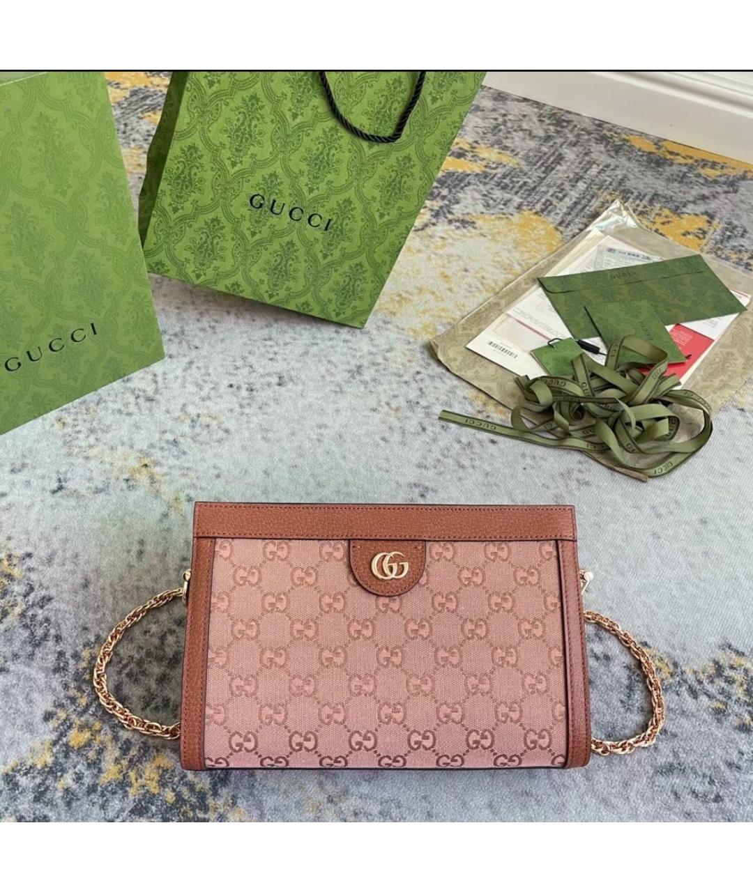 GUCCI Розовая кожаная сумка через плечо, фото 5