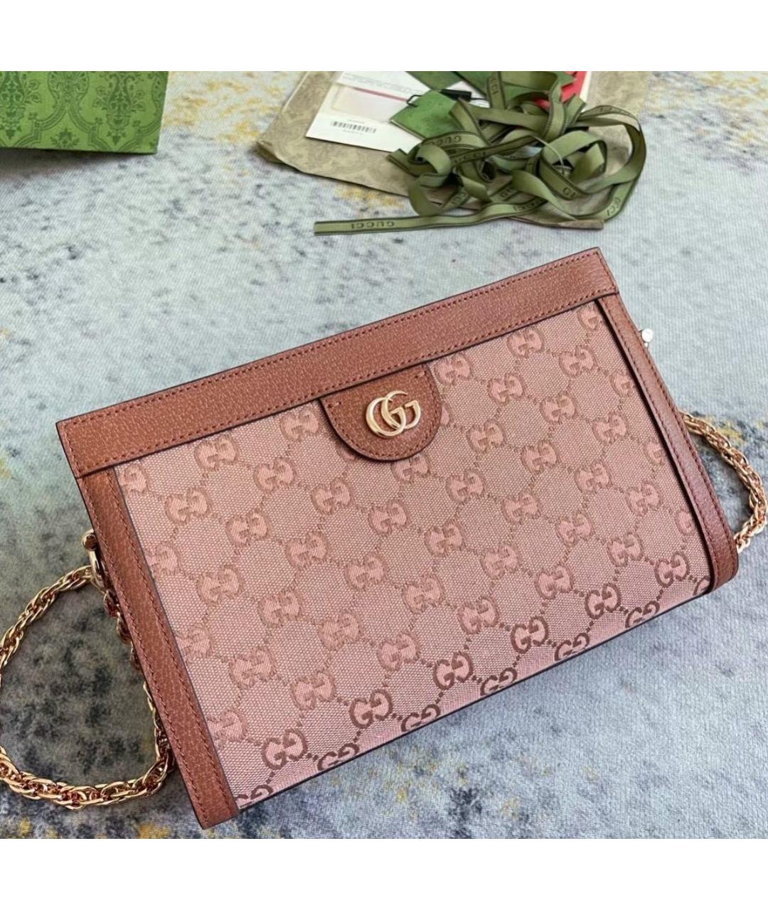 GUCCI Розовая кожаная сумка через плечо, фото 6
