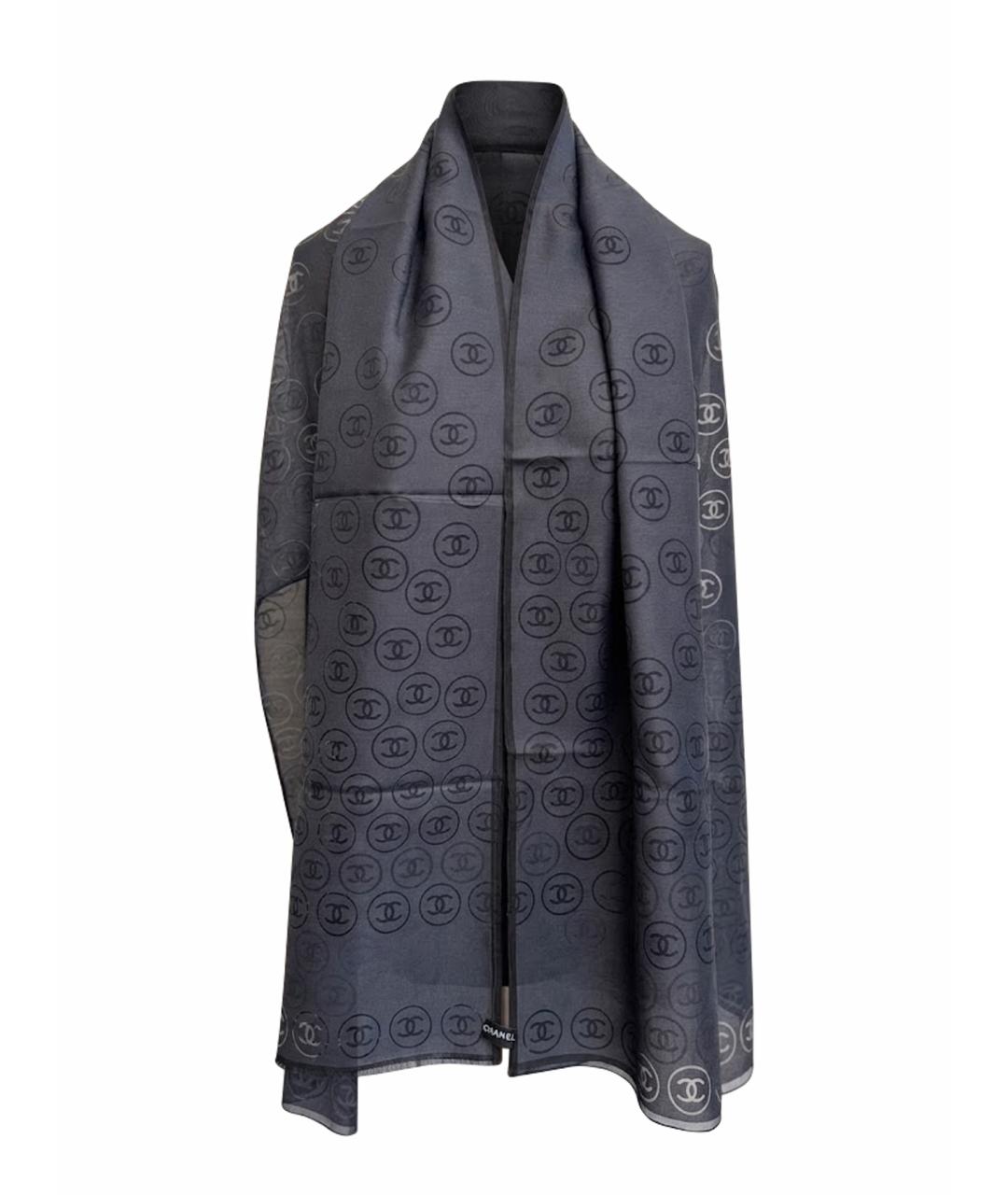 CHANEL Черный хлопковый шарф, фото 1