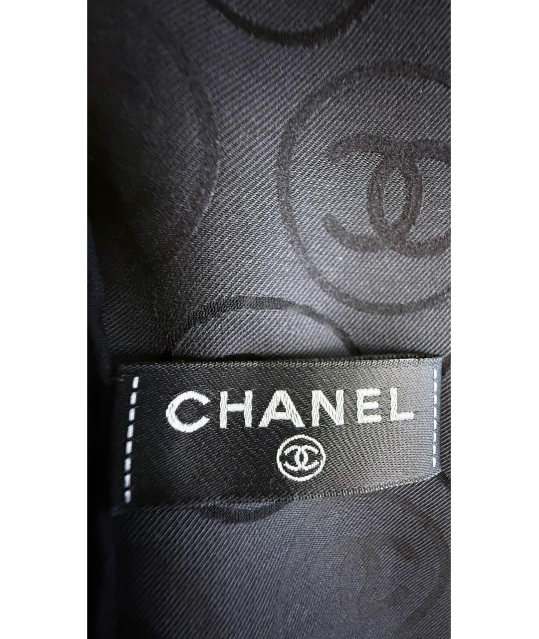 CHANEL Черный хлопковый шарф, фото 4