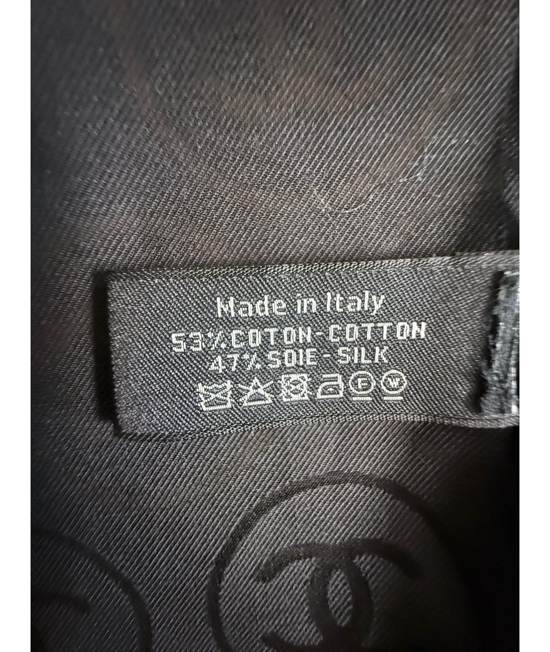 CHANEL Черный хлопковый шарф, фото 5