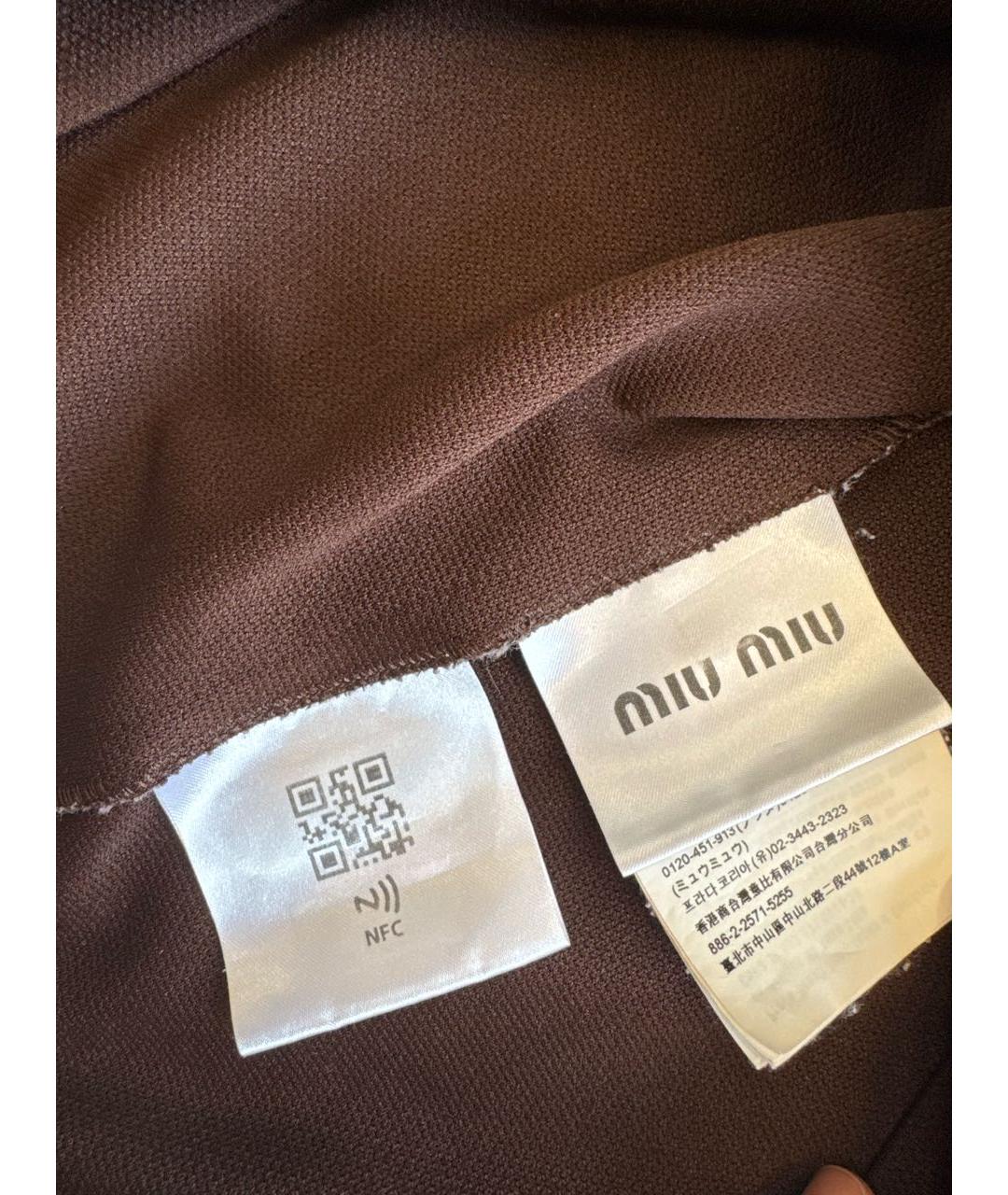 MIU MIU Коричневая хлопковая футболка, фото 5