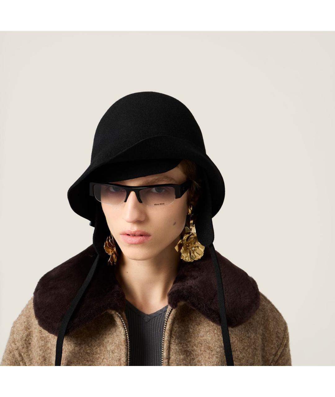 MIU MIU Черные пластиковые солнцезащитные очки, фото 3