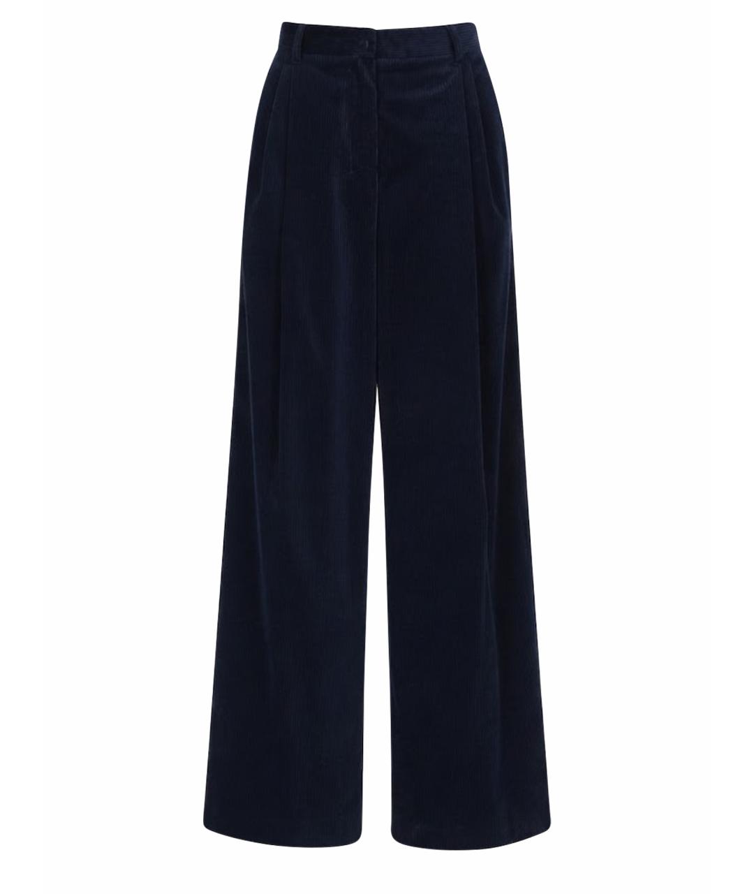 'S MAX MARA Синие хлопковые прямые брюки, фото 1