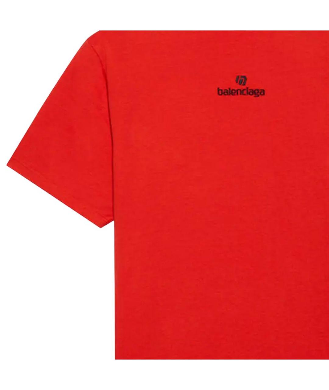 BALENCIAGA Красная хлопковая футболка, фото 5