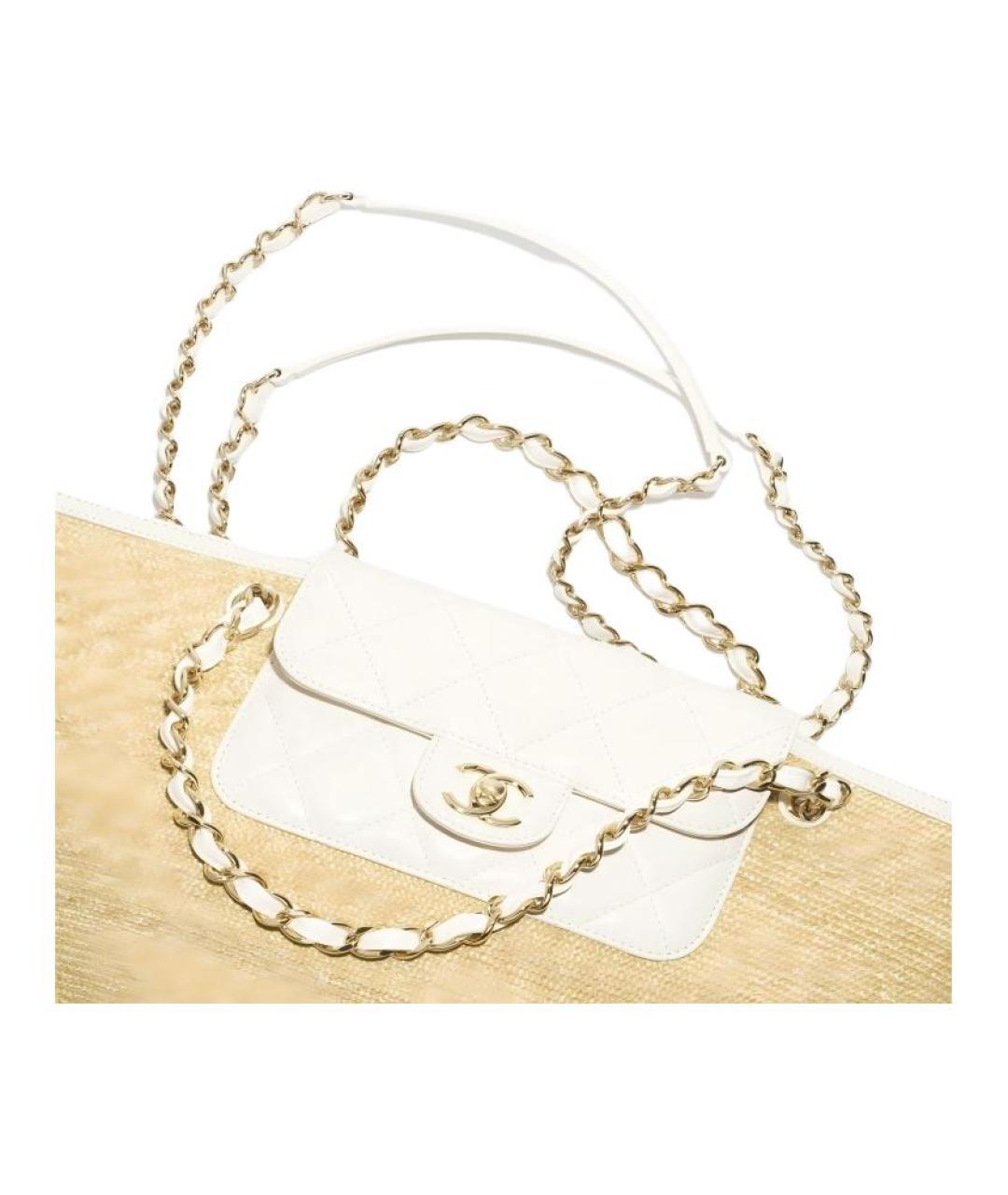 CHANEL Бежевая плетеная сумка через плечо, фото 4