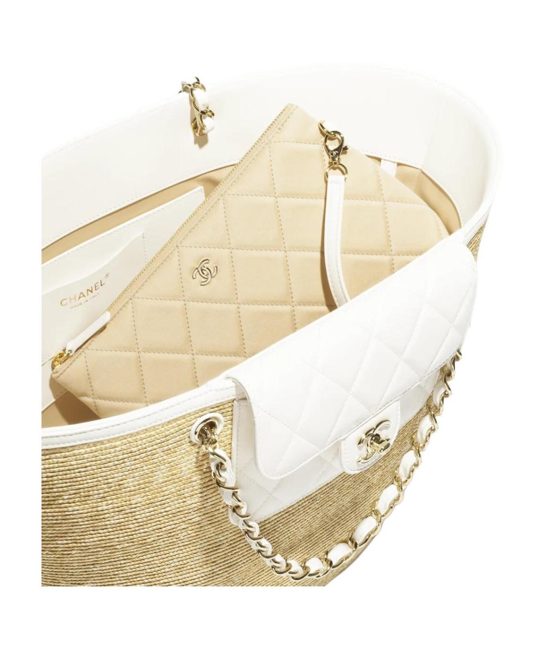 CHANEL Бежевая плетеная сумка через плечо, фото 3