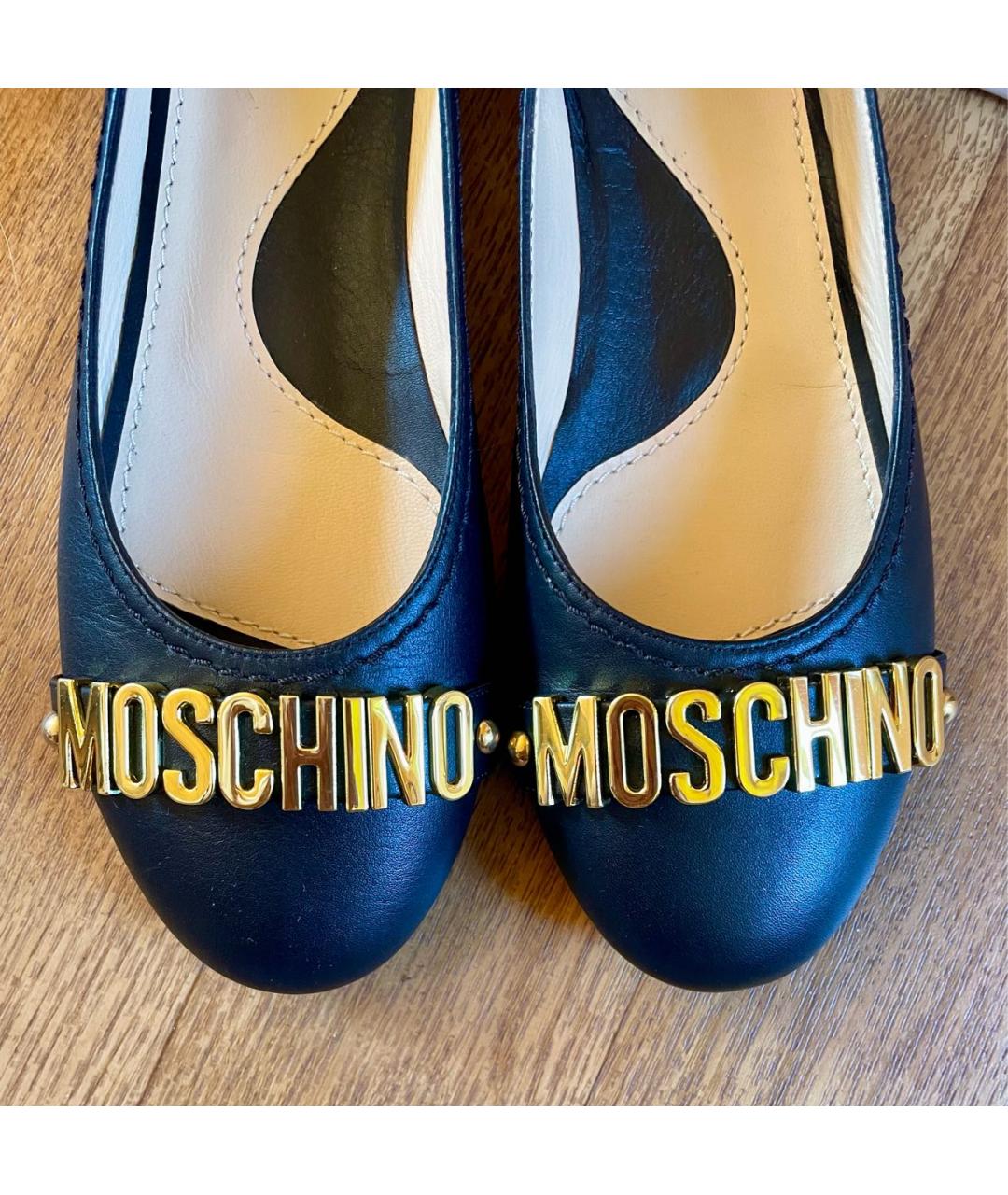 MOSCHINO Черные кожаные балетки, фото 6
