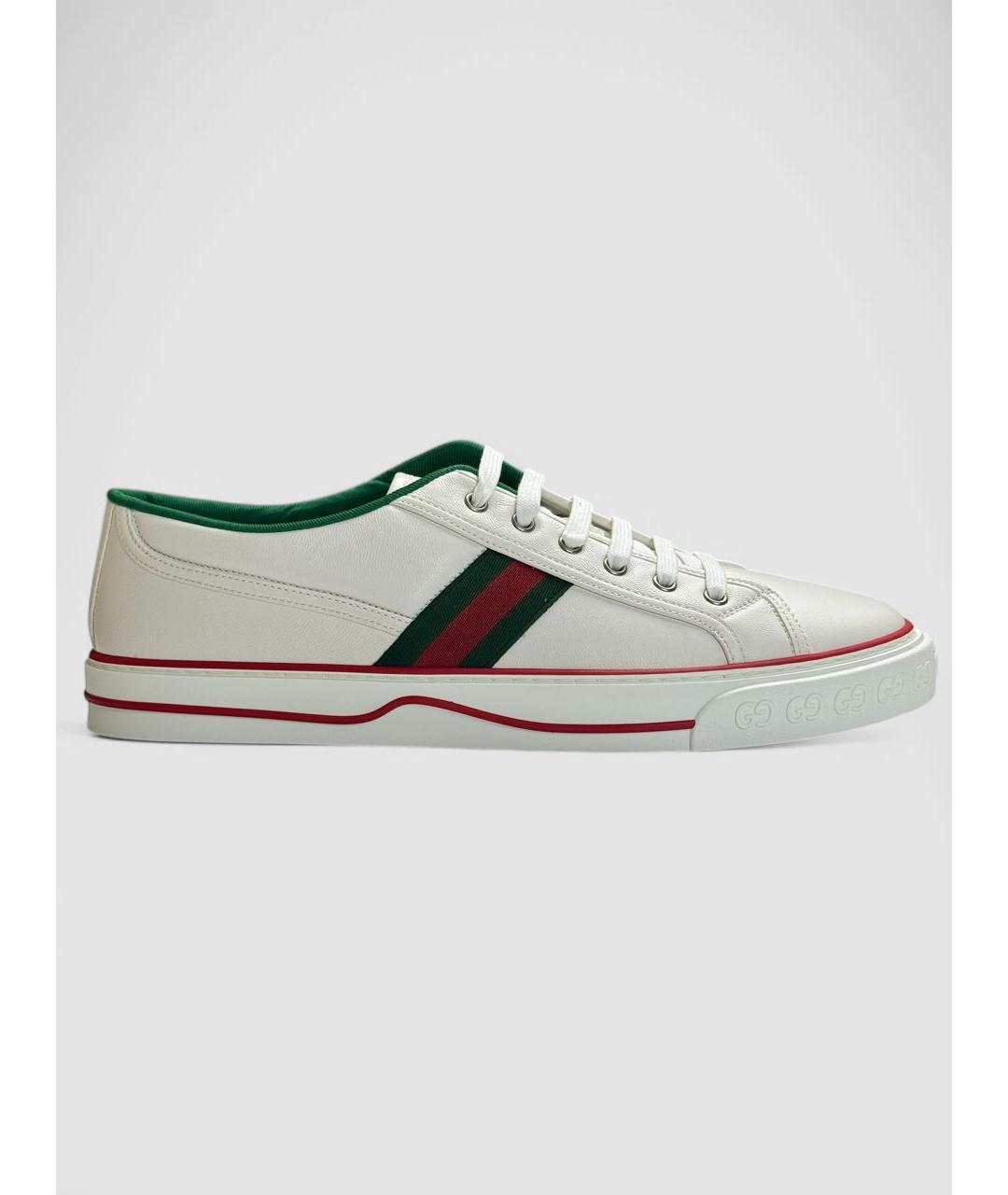 GUCCI Белые кожаные низкие кроссовки / кеды, фото 6