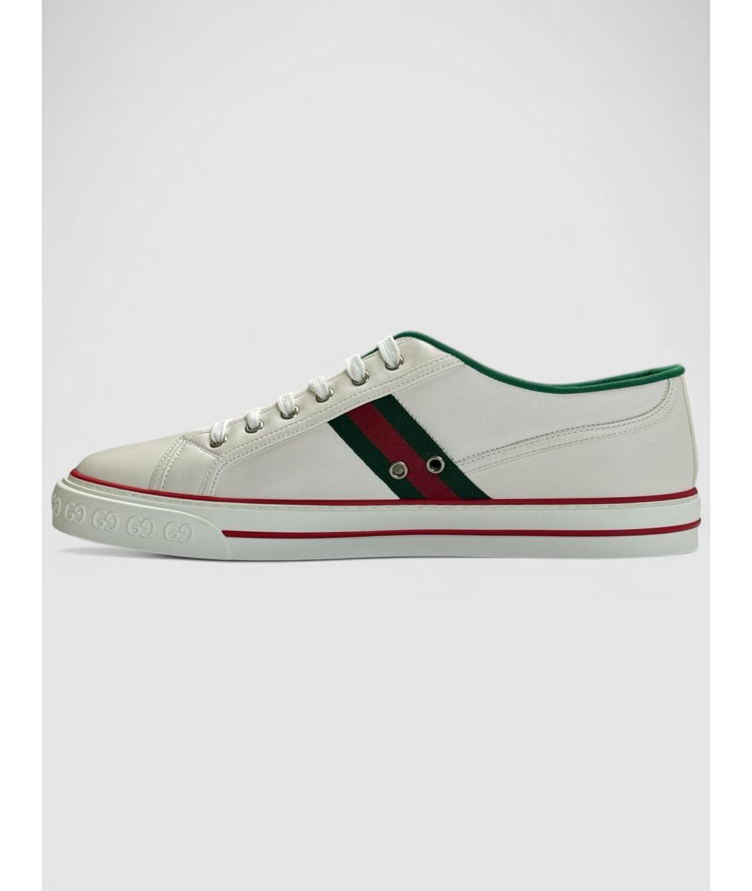 GUCCI Белые кожаные низкие кроссовки / кеды, фото 3