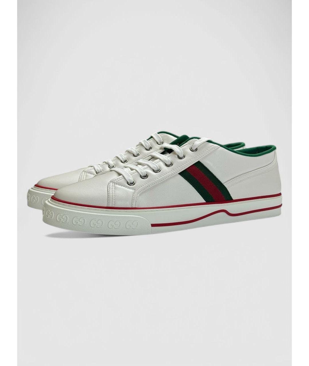 GUCCI Белые кожаные низкие кроссовки / кеды, фото 2