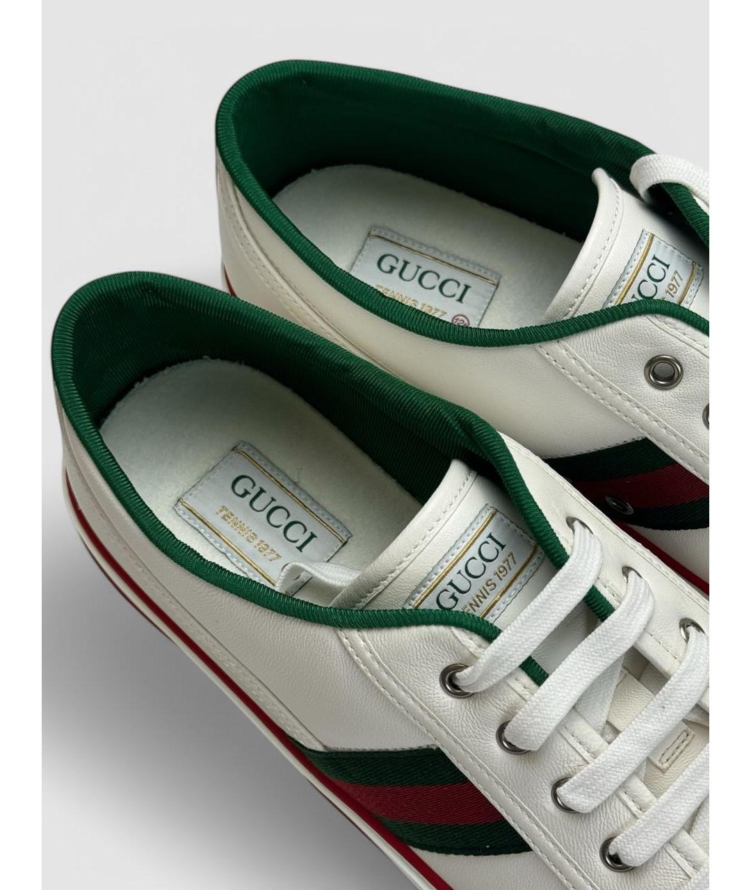 GUCCI Белые кожаные низкие кроссовки / кеды, фото 5