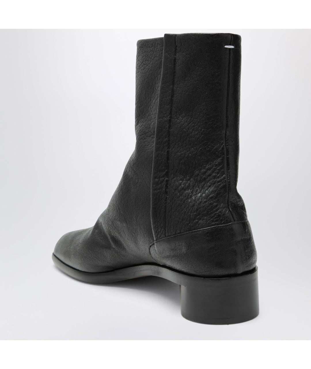 MAISON MARGIELA Черные кожаные высокие ботинки, фото 2