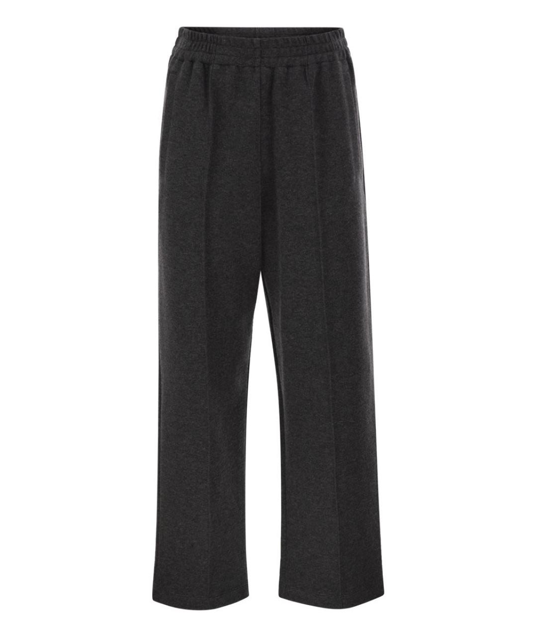 BRUNELLO CUCINELLI Антрацитовые хлопковые прямые брюки, фото 1